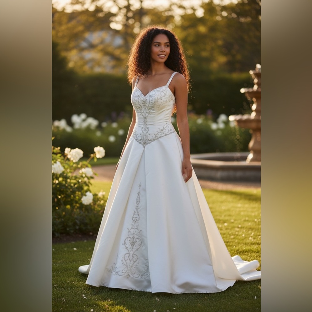 Jasmine White Wedding Dress with Silver Embroidery